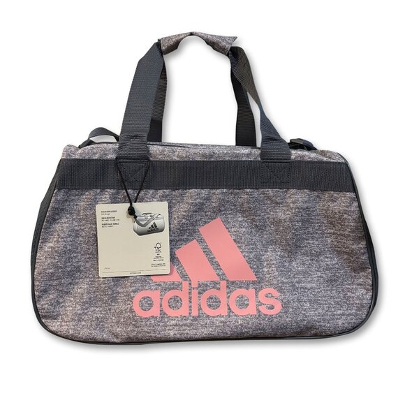 Adidas Diablo Small II Duffel Bag Gym Travel Pink Logo Gray Unisex Carry On NEW - Picture 1 of 4